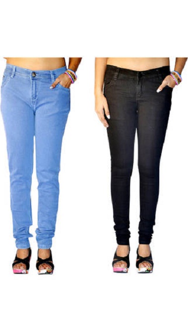 India Desire : Buy Pack Of 2 Haltung Swiss Blue & Black Denim Stretchable Jeans (Size-30) For Women At Rs. 719 Only From Paytm