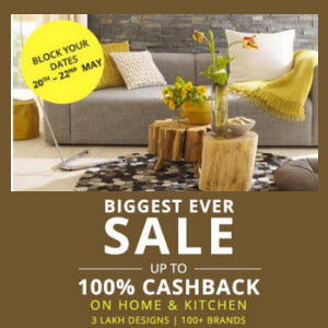 India Desire : Get Upto 100% Cashback On Home & Kitchen product From Paytm :Next Sale Live At 12 Pm Today 22 May 2015:WOW100