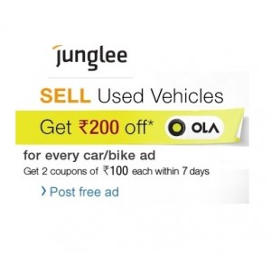 India Desire : Junglee Ola Cab Offer : Get Free Rs. 200 Off on OLA cabs coupon on Posting Ad for Used vehicles From Junglee