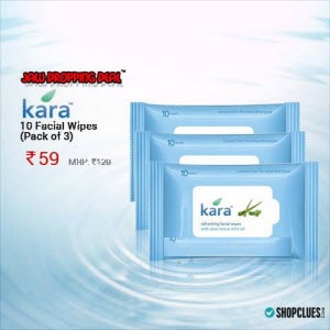 India Desire : Kara Refreshing Facial Wipes 10pc Pack Rs. 59 At Shopclues Jaw Dropping deal
