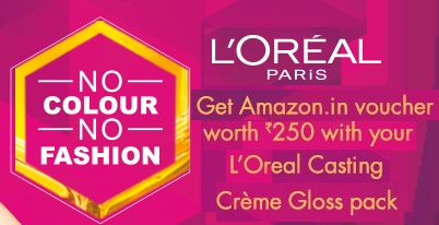 India Desire : Amazon LOreal Cremes Offer : Get Rs. 250 Amazon Voucher With LOreal Casting Creme Gloss Pack