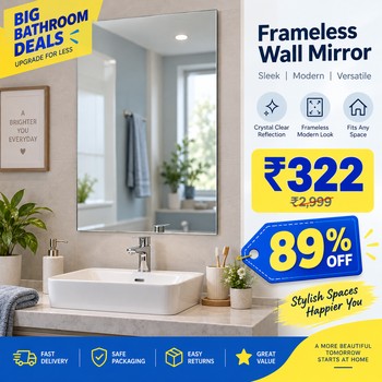 India Desire : Luppra Bathroom Mirror Sale On Flipkart (Sep 2026): 12x18 Frameless Mirror At ₹322 – Up To 89% Off