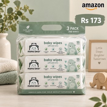 India Desire : Buy Amazon Brand Mama Bear Cleansing Baby Wipes (216 Wipes) At Rs 173 From Amazon [Regular Price Rs 387]