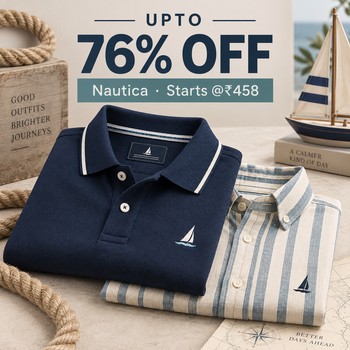 India Desire : Myntra Nautica Offer: Upto 76% Off On Nautica Men's Clothing Starts @Rs 458 Only