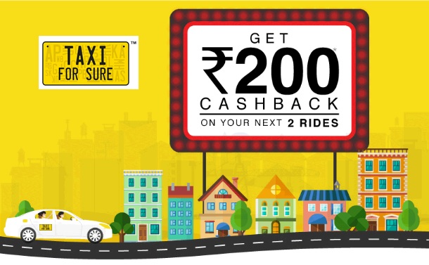 India Desire : TaxiForSure Cashback Offer : Get Rs. 100 Or Rs. 75 Cashback On Cab Booking For Next 2 Rides At TaxiForSure
