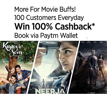 India Desire : Paytm Movie Tickets Offer : Get 50% Cashback On Movie Ticket Booking + Get a Chance to Win Gift Card & Prizes