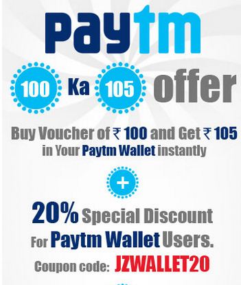 India Desire : Paytm 100  Ka 105 Offer: Pay Rs 100 And Get Rs 105 Paytm Wallet Balance(Johareez Offer)