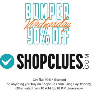 India Desire : Shopclues Bumper Wednesday Offer : Get 90% Off (No minimum purchase) with Payumoney Wallet At Shopclues [10 AM To 10PM, 13-May-2015]