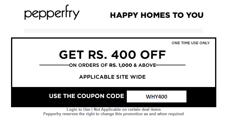 pepperfry new user coupon