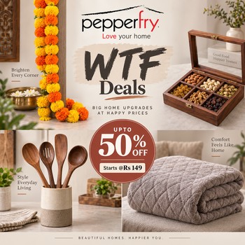 India Desire : Pepperfry What The Fry Deals [3rd Oct 2026]: Upto 100% Off + Shipping Charges On Furniture, Home Decor & Kitchen Offers Starts @Rs 149 Only