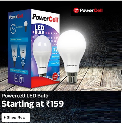 India Desire : Flipkart LED Bulbs Offer : Buy PowerCell LED Bulbs At Starting Price Rs. 159 From Flipkart Only