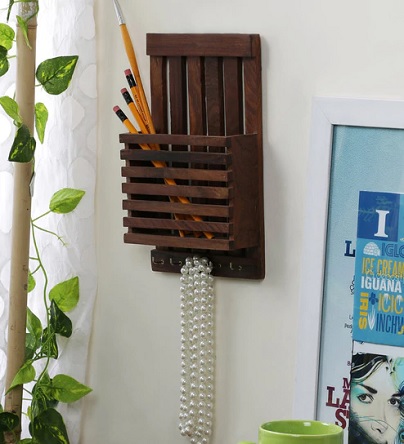 India Desire : Buy Brown Wooden Letter Rack Cum Key Holder by Home Sparkle At Rs 149 From Pepperfry