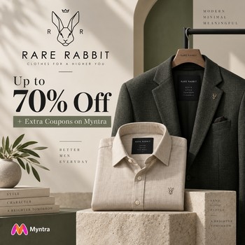 India Desire : Rare Rabbit Clothing Sale On Myntra (Sep 2026): Up To 70% Off + Extra Coupon Codes