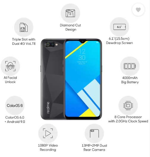 realme c2 front camera price