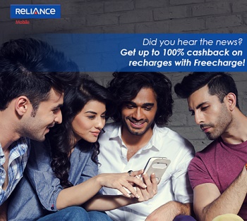 India Desire : Freecharge 100% Cashback On Reliance (GSM  + CDMA) Recharges