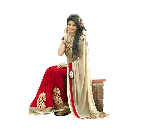 India Desire : Paytm Sarees Offer: Buy Fashion Hub Cream Faux Georgette Saree At Rs. 307 only 