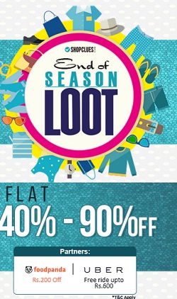 India Desire : Shopclues End of Season Loot Offer : Get 40% to 90% off + 20% Cashback Via Mobikwik wallet From Shopclues