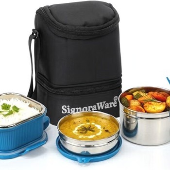 India Desire : Buy Signoraware Trio Stainless Steel Lunch Box Set of 3 At Rs 366 From Amazon [Regular Price Rs 1099]