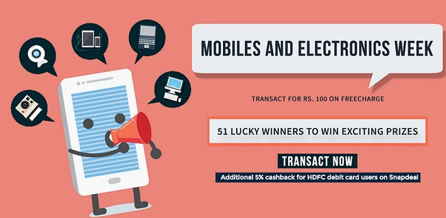 India Desire : Snapdeal Mobile & Electronics week Sale: Recharge On Freecharge And Get Up To 1000 Off On Snapdeal