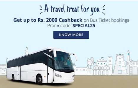 India Desire : Paytm SPECIAL25 Bus Booking Offer: Get 25% Cashback On Bus Tickets Bookings Maximum Rs. 2000 From Paytm Use Promo SPECIAL25