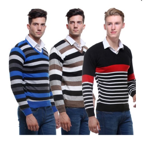 India Desire : Buy VSI - Combo Of Striped V-Neck Sweaters For Men-Ln117 At Rs.699 Only From Askmebazaar.com