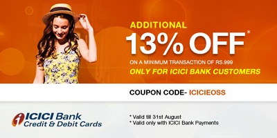 India Desire : Trendin ICICI Bank Card Offer: Get Additional 13% Off On Minimum Transaction Of Rs. 999 From Trendin Use Promo ICICIEOSS