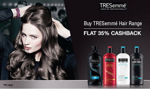 India Desire : Paytm Tresemme Exclusive Store : Get Flat 35% Cashback On Tresemme Shampoo From paytm