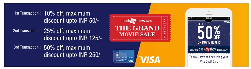 India Desire : Bookmyshow Visa Debit Card Offer: Get Rs. 100 Off Only On Visa Debit Cards At Bookmyshow First Time