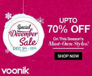 India Desire : Voonik Special December Sale : Get Upto 70% Off On All Products [9th To 11th Dec]