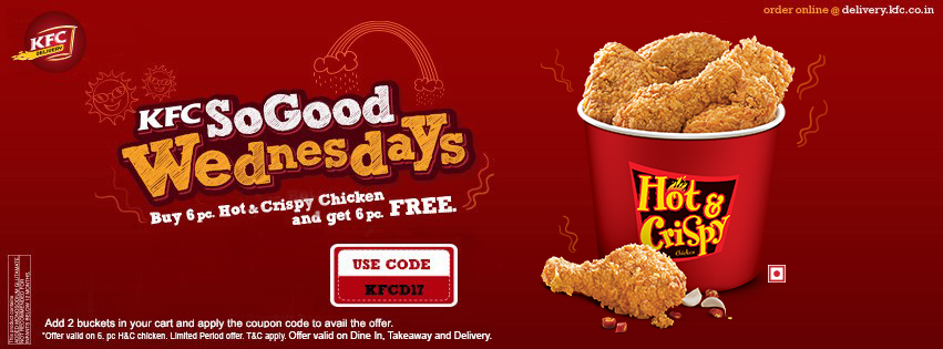 India Desire : KFC Wednesday Offer :12 Pcs Hot And Crispy Chicken For Rs 300 + Friendship Bucket & Duo Bucket