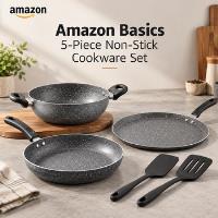 Buy Amazon Basics Granite Finish Non Stick 5 Pcs Induct...